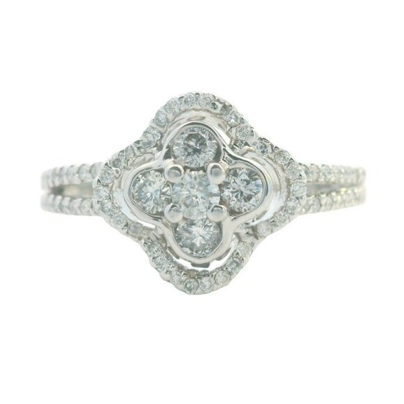LeVian Diamond Quatrefoil Clover Flower Pavé Split Shank Ring - Picture 1 of 2